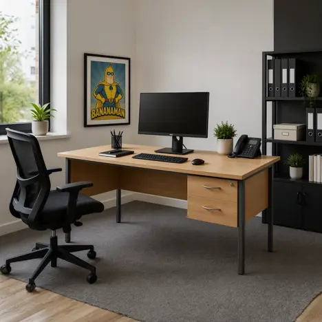 Single Pedestal Two Drawer Desk